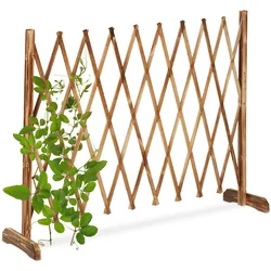 Relaxdays Rankgitter Holz, ausziehbar bis 275 cm, Rankhilfe Kletterpflanzen, Scherengitter freistehend, Garten, natur
