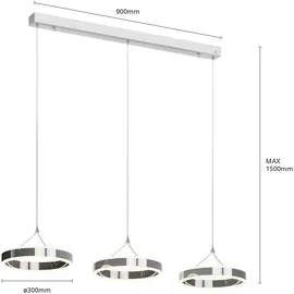 LUCANDE Lyani dimmbar, Modern in Chrom aus Metall 3-flammig Wohnzimmerleuchte