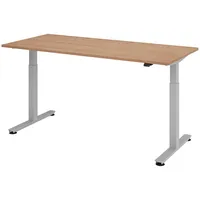 Bümö Schreibtisch Nussbaum 180x80 cm, Gestell: Silber, - Büroschreibtisch