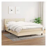 vidaXL Boxspringbett mit Matratze Creme 140x200 cm Stoff