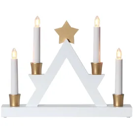 EGLO LED Kerzenständer Julle, Kerzenhalter Dekoleuchte, Weihnachtspyramide aus Holz, Kunststoff in Weiss, Gold, Kunststoff in weiß warmweiß