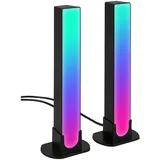 Briloner – 2er Set LED Lightbar mit Appsteuerung, RGBIC Tischlampe und Wandlampe für Sprachassistenten, Gaming Zubehör mit Musiksensor, TV Hintergrundbeleuchtung, Schwarz, 24 cm hoch