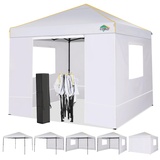 COBIZI Pavillon 3x3 Wasserdicht Stabil Winterfest, faltpavillon 3x3 mit 4 Seitenteilen, Mesh-Fenster gegen Insekten 99.9% wasserdicht tragbares High-End Tragbarkeit Gartenpavillon, Weiß