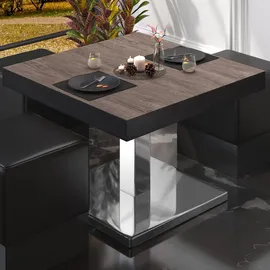 GGM Möbel Bistro Loungetisch 70 x 70 x 41 cm Light Wenge/Edelstahl