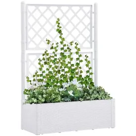 vidaXL Garten-Hochbeet mit Spalier und Selbstbewässerungssystem Weiß
