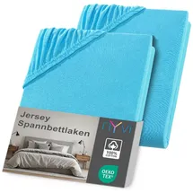 nyvi Spannbettlaken Jersey 120 x 200 - 130 x 200 cm türkis 2 St.