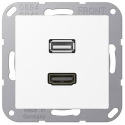 Jung Multimedia-Einsatz HDMI / USB (schneeweiß matt)