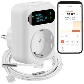 Revolt WLAN-Steckdosen-Thermostat für Heiz- & Klimageräte, App, 2 Sensoren
