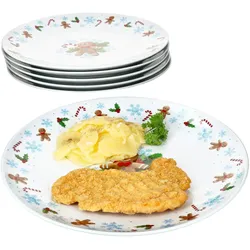 6x Candyman Speiseteller Porzellan 6 Personen Essteller Weihnachten eisblau