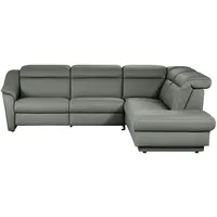 HIMOLLA Ecksofa Leder 9707 ¦ grau ¦ Maße (cm): B: 275 H: 84 T: 245