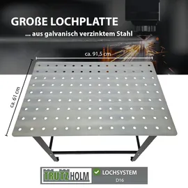 Trutzholm Schweißtisch mit Lochplatte Stahl 91,5 x 61 x 80 cm Tragkraft 200 kg Arbeitstisch in Mattschwarz