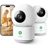 aosu 2K Überwachungskamera Innen WALN Kamera babyfone Handy Indoorcam, babyphone Bewegungsmelder Nachtsicht,360° Schwenkbare WiFi IP Kamera