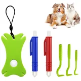 Zeckenentferner Set Für Hunde Katze, Zeckenzange 6 In 1 Set, Einfacher und Sicherer Zeckenentferner für Haustier und Menschen