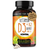 Vitamin D3 + K2 Depot mit 1000 I.E. pro Tagesdosis - Einnahme alle 7 bis 21 Tage, 1-3 Kapseln Vitamin D + K2 VITAL® 99,7% all-trans MK7, vegan, hochdosiert - 1 Dose (100 Kapseln) reicht für 2 Jahre