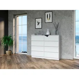 Top e shop Topeshop M8 120 BIEL, Weiß, 8 Schublade(n), Partikelbord, Einfarbig, Modern, Partikelbord - Weiß