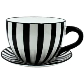 Dekohelden24 Pflanztasse 34 x 28 x 16 cm Schwarz/Weiß