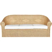 Beliani 3-Sitzer Gartensofa Rattan Geflochten mit Kissen Boho Möbel Outdoor Indoor Garten Terrasse Ausstattung Sitzmöbel