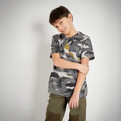 T-Shirt Kinder Camouflage WOODLAND grau Gr. 116 - 6 Jahre