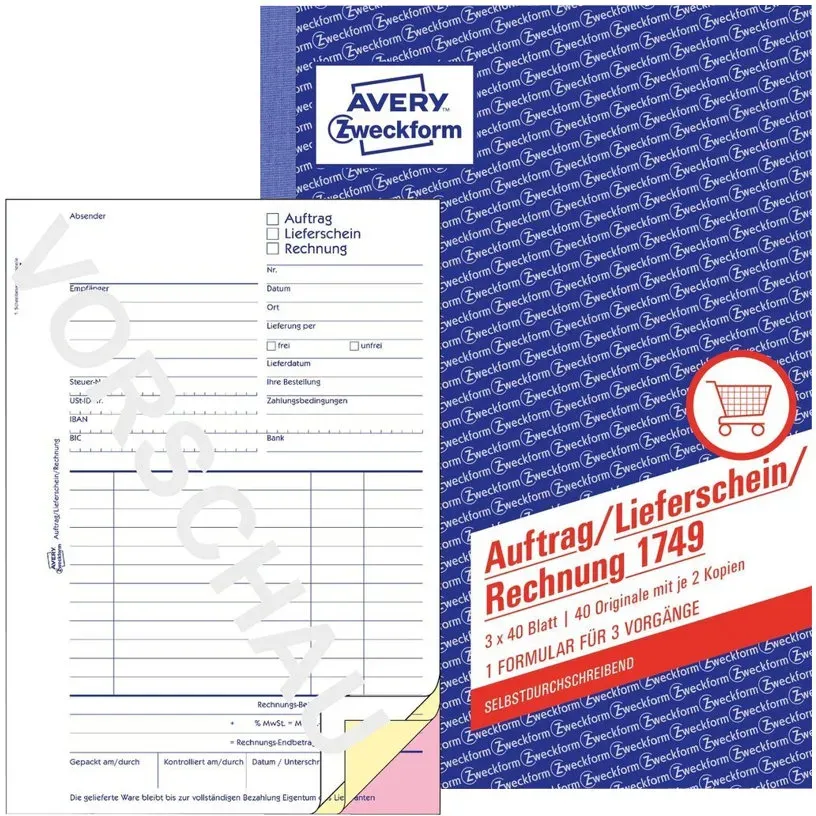 Avery Zweckform Formular für Bestellung/Lieferung/Rechnung