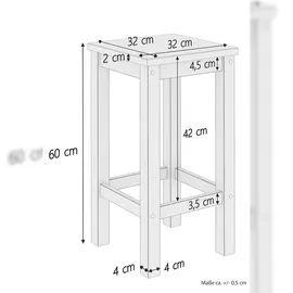 Erst-Holz Barhocker Kiefer Massivholz Tresenhocker wählbar in 60cm oder 80cm V-90.71-44-45