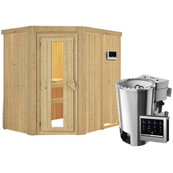 KARIBU Sauna »Wenden«, inkl. 3.6 kW Saunaofen mit externer Steuerung, für 3 Personen - beige