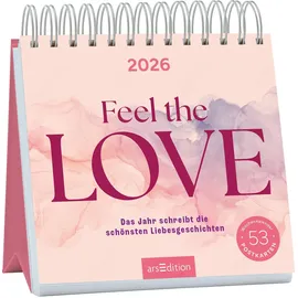 arsEdition Postkartenkalender Feel the love 2026: Das Jahr schreibt die schönsten Liebesgeschichten | Wochenkalender 2026, 53 Postkarten für Momente voller Liebe