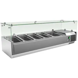 Vitrine 4 GN1/3 + 1 GN1/2 Behälter mit Glaskuppel 1400 x395 x440mm