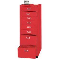 Rollcontainer MCW-L49, Schubladenschrank Stahlschrank Aktenschrank, Metall 115x40x41cm 8 Schubladen ~ rot