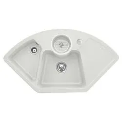 Villeroy und Boch Solo Eck Eckspüle 670802SM Ablaufgarnitur, Exzenterbetätigung, Resteschale, Steam