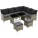 Rattan Lounge Manacor - Grau-meliert, Grau