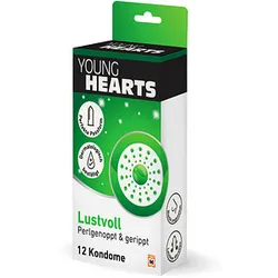 YOUNG HEARTS Kondome Lustvoll - perlgenoppt und gerippt, 12 St.