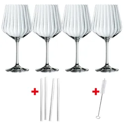 NACHTMANN Looks Good Tastes Good Feels Good 4 Gin Tonic Gläser + 4 Glastrinkhalme