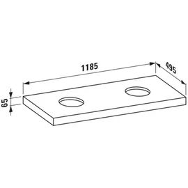 Laufen LANI Waschtischplatte, Ausschnitt links und rechts, 1185x495x65mm, H4046741122671, Farbe: Wildeiche