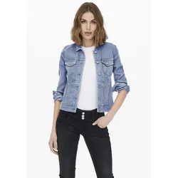 Jeansjacke ONLY "ONLWONDER DNM JACKET NOOS", Damen, Gr. S (36), blau (light blau denim), Web, Denim/Jeans, Obermaterial: 79% Baumwolle, 20% Polyester, 1% Elasthan, unifarben, casual, sehr figurbetont, Langarm, Jacken, kurze, modische Form