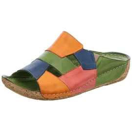 Gemini Damen Pantolette Leder Patchwork Optik Keilabsatz 336052-02, Größe:42 EU, Farbe:Orange - Orange - 42