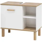 Schildmeyer Waschbeckenunterschrank Padua 142176 weiß glanz, eiche landhaus 65,2 x 35,0 x 60,1 cm