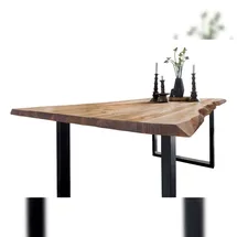 möbelliebling Esstisch Baumkante massiv Akazie eichefarben 140 x 80 schwarz NIAH