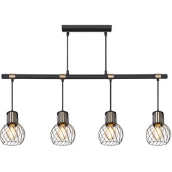 VINTAGE Pendel Decken Leuchte Balken Ess Zimmer Gitter Hänge Lampe SCHWARZ-GOLD