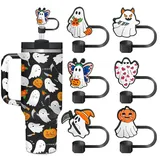 6 x Geister-Strohabdeckungen für Stanley-Becher, Halloween-Dekoration, Halloween-Strohaufsatz für 10 mm Trinkhalm-Spitzen, Stanley-Becherzubehör