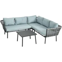 Rattan Gartenmöbel-set Für 4 Personen Sitzgarnitur Mit Kissen Für Balkon Alu Grau