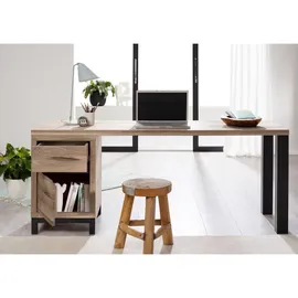 Massivmoebel24 Schreibtisch Villanders Wildeiche bianco geölt / Beige
