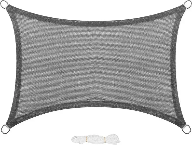 EUGAD Sonnensegel 200g/m2 mit Befestigungsseilen, Premium HDPE wetterfest atmungsaktiv rechtwinkliges Dreieck, luftdurchlässig, wasserdurchlässig, für Terrasse, Garten, Balkon, Camping, 3x4 m (1 Stück), Grau, Kunststoff, Rechteck