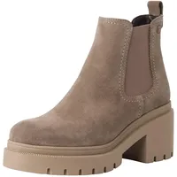 TAMARIS Damen Chelsea Boot Wildleder Stiefelette M2545941 Taupe, Schuhgröße:41 EU