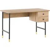 Beliani Schreibtisch ABILEN Hellbraun 120 cm 60 cm) mit Stauraum