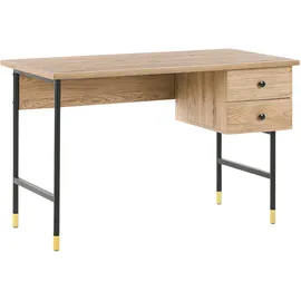 Beliani Schreibtisch ABILEN Hellbraun 120 cm 60 cm) mit Stauraum
