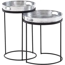 KADIMA DESIGN Beistelltische NERA: Hammerstruktur, Griffmulden, Aluminium & Stahl, abnehmbare Tischplatten.