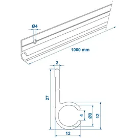 PRO PLUS ProPlus Aluminium Zeltschiene 90° 100 x 2,7 cm