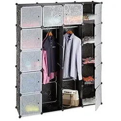 relaxdays Kleiderschrank, 10021971_46 schwarz, transparent 145,0 x 36,5 x 180,0 cm