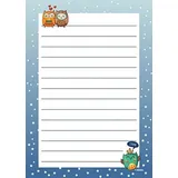 dabelino Liniertes Briefpapier-Set für Kinder: Eulen (für Mädchen und Jungen, bunt)
