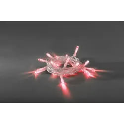 Konstsmide LED Lichterkette, mit an/aus Schalter, 6h Timer, 50 rote Dioden, batteriebetrieben, Innen, transparentes Kabel